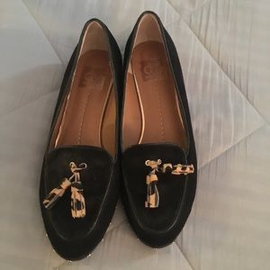 Dolce Vita Black and Leopard Suede Loafers 7.5